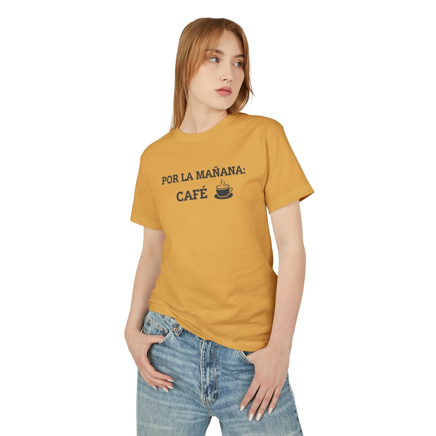 “Por la Mañana: Café” Tee – Fill-in-the-Blank Shirt, Fun Unisex Cotton Tee, Latiné Vibes, Coffee Culture Gift