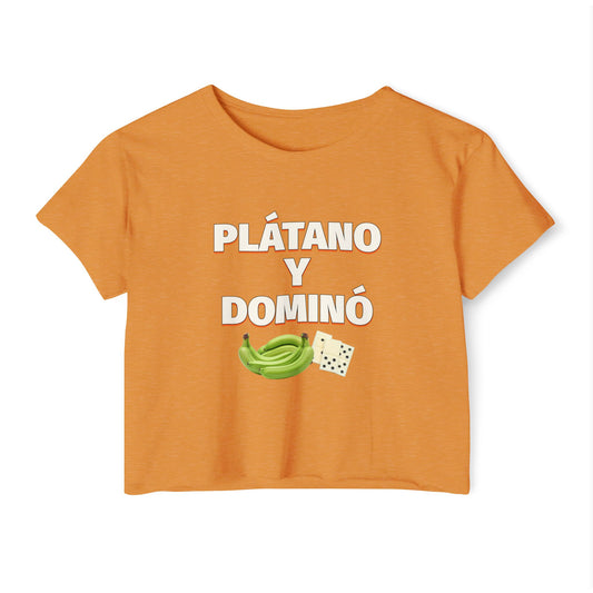 Festival Crop Top with ‘Plátano y Dominó’ Design – Summer Vibes, Latinx Style, Music Festival Apparel, Gender-Inclusive Fit