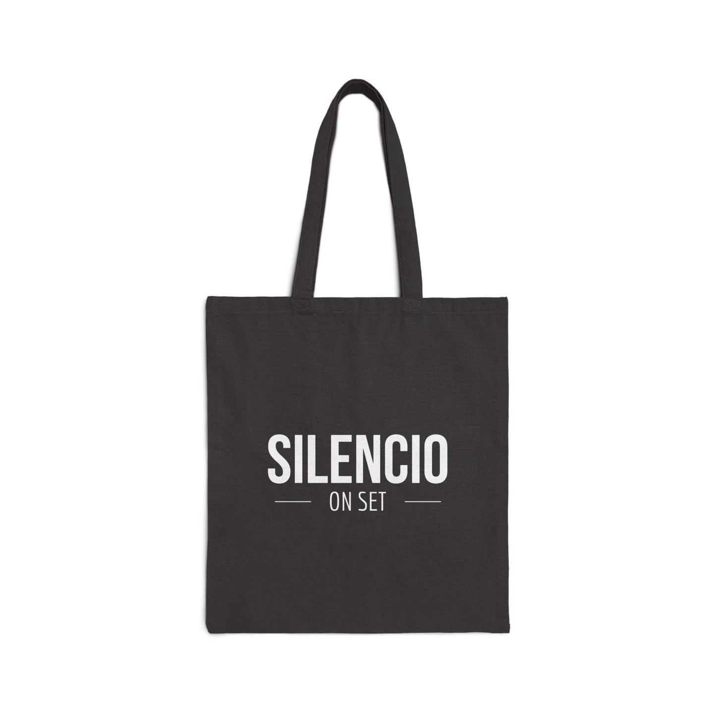 “Silencio On Set” Cotton Canvas Tote Bag – Film Lover’s Market Tote, Eco-Friendly Gift for Creatives, Stylish Everyday Carry for Movie Buffs