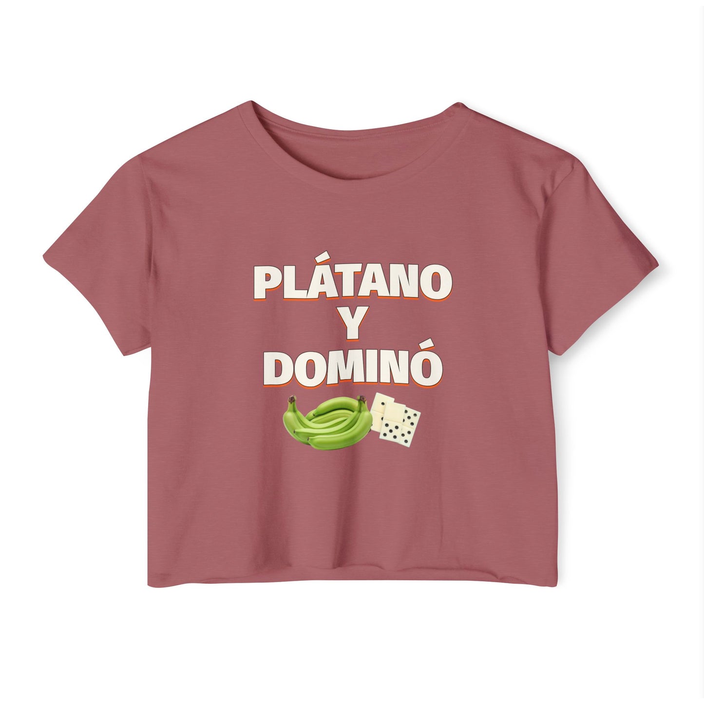 Festival Crop Top with ‘Plátano y Dominó’ Design – Summer Vibes, Latinx Style, Music Festival Apparel, Gender-Inclusive Fit