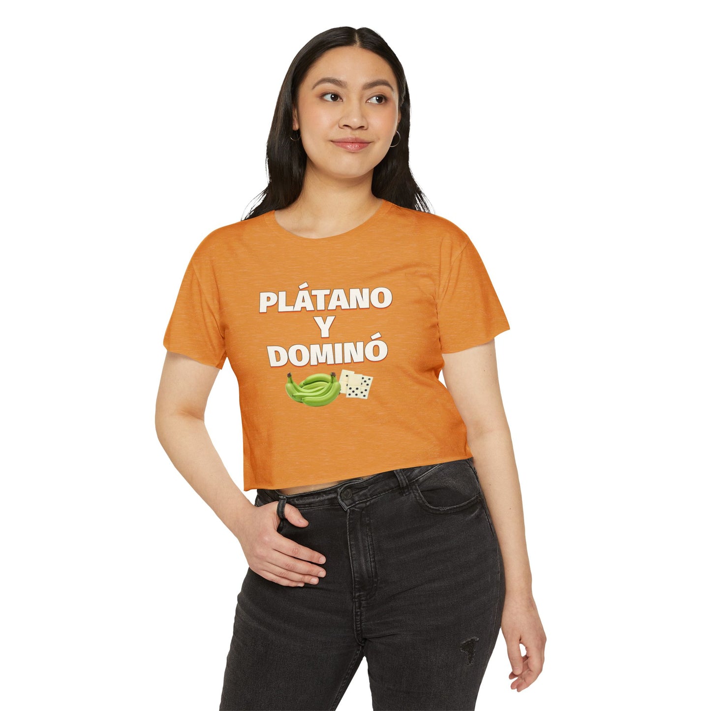 Festival Crop Top with ‘Plátano y Dominó’ Design – Summer Vibes, Latinx Style, Music Festival Apparel, Gender-Inclusive Fit