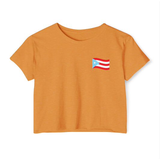 Puerto Rican Crop Top – “Sería Boricua Aunque Naciera en la Luna” | Festival Wear, Latinx Heritage Apparel, Culture with Style