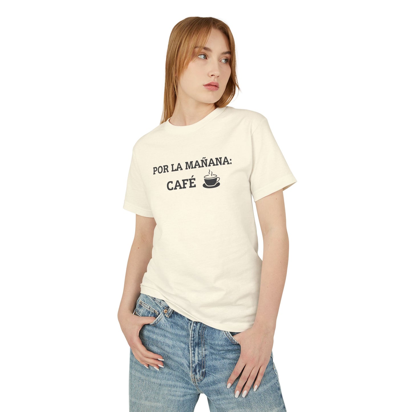 “Por la Mañana: Café” Tee – Fill-in-the-Blank Shirt, Fun Unisex Cotton Tee, Latiné Vibes, Coffee Culture Gift