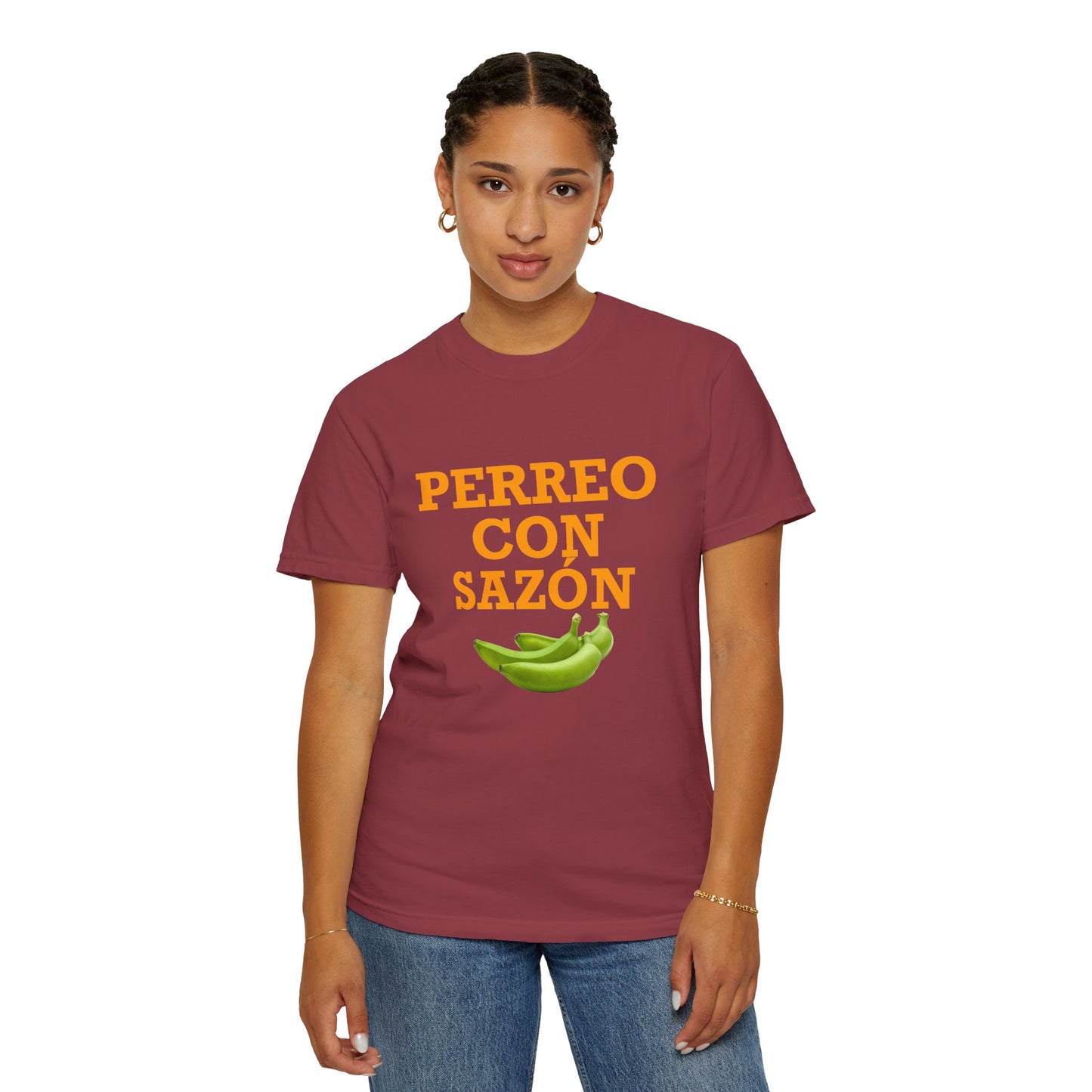 Perreo Con Sazón T-Shirt – Unisex Garment-Dyed Tee, Latin Dancewear, Music Festival Fit, Summer Drop