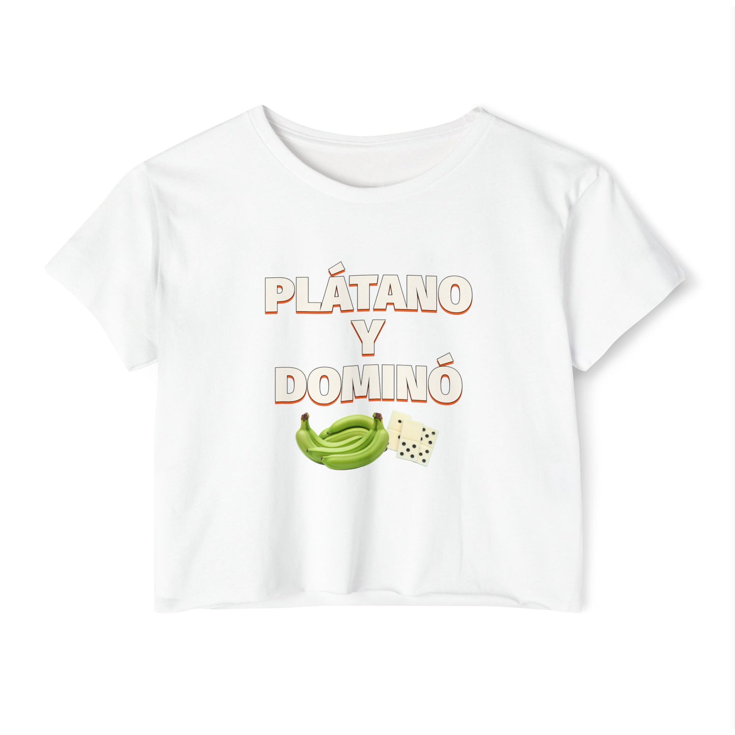 Festival Crop Top with ‘Plátano y Dominó’ Design – Summer Vibes, Latinx Style, Music Festival Apparel, Gender-Inclusive Fit