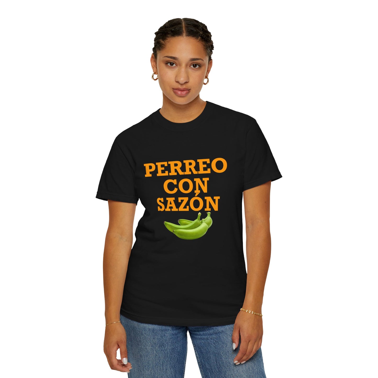 Perreo Con Sazón T-Shirt – Unisex Garment-Dyed Tee, Latin Dancewear, Music Festival Fit, Summer Drop