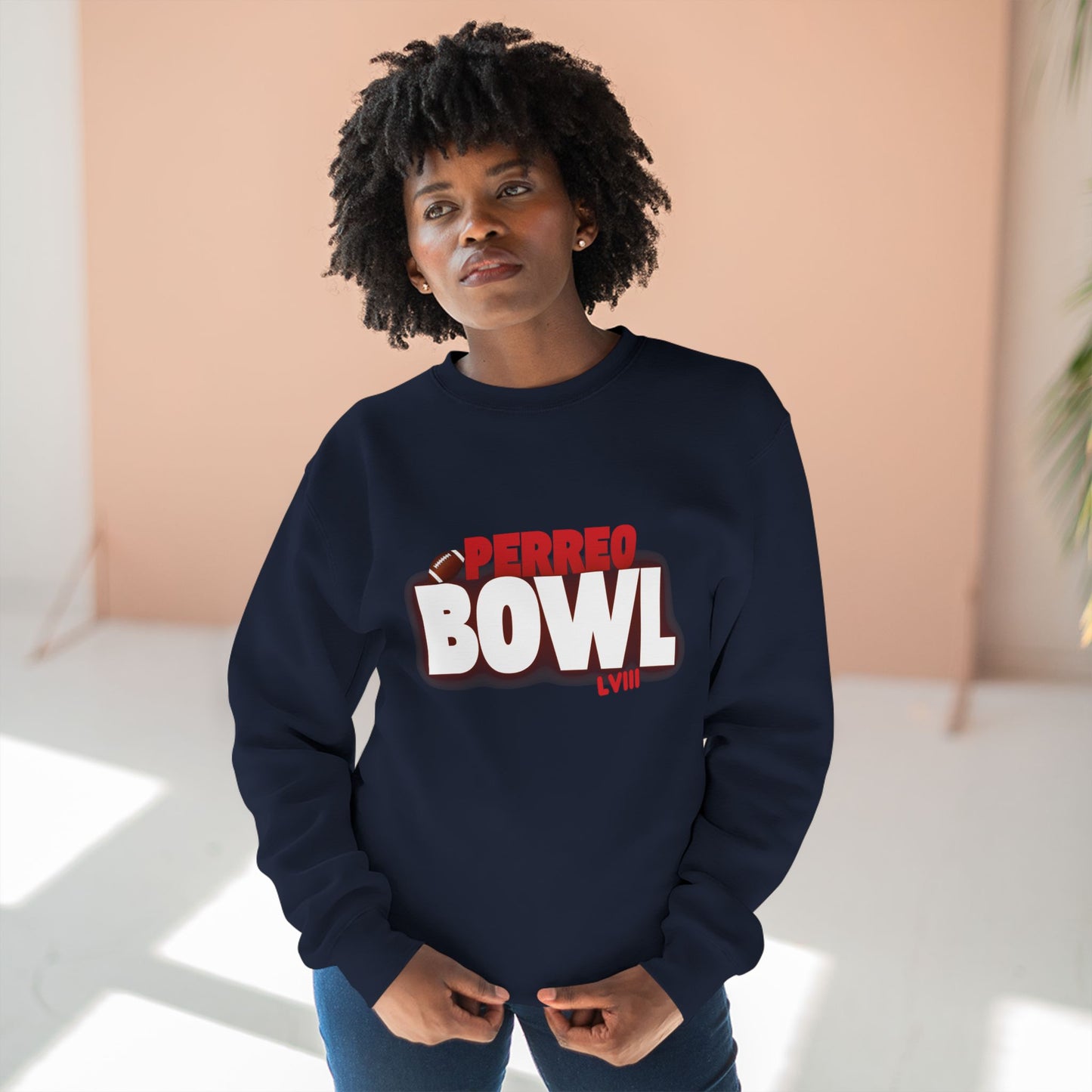 Perreo Bowl Crewneck Sweatshirt — Bold Retro Flame Graphic