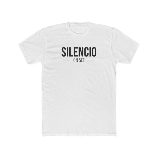 “Silencio On Set” Tee – Unisex Cotton Crew for Filmmakers & Movie Lovers | Minimalist Film Shirt, Director-Inspired Apparel