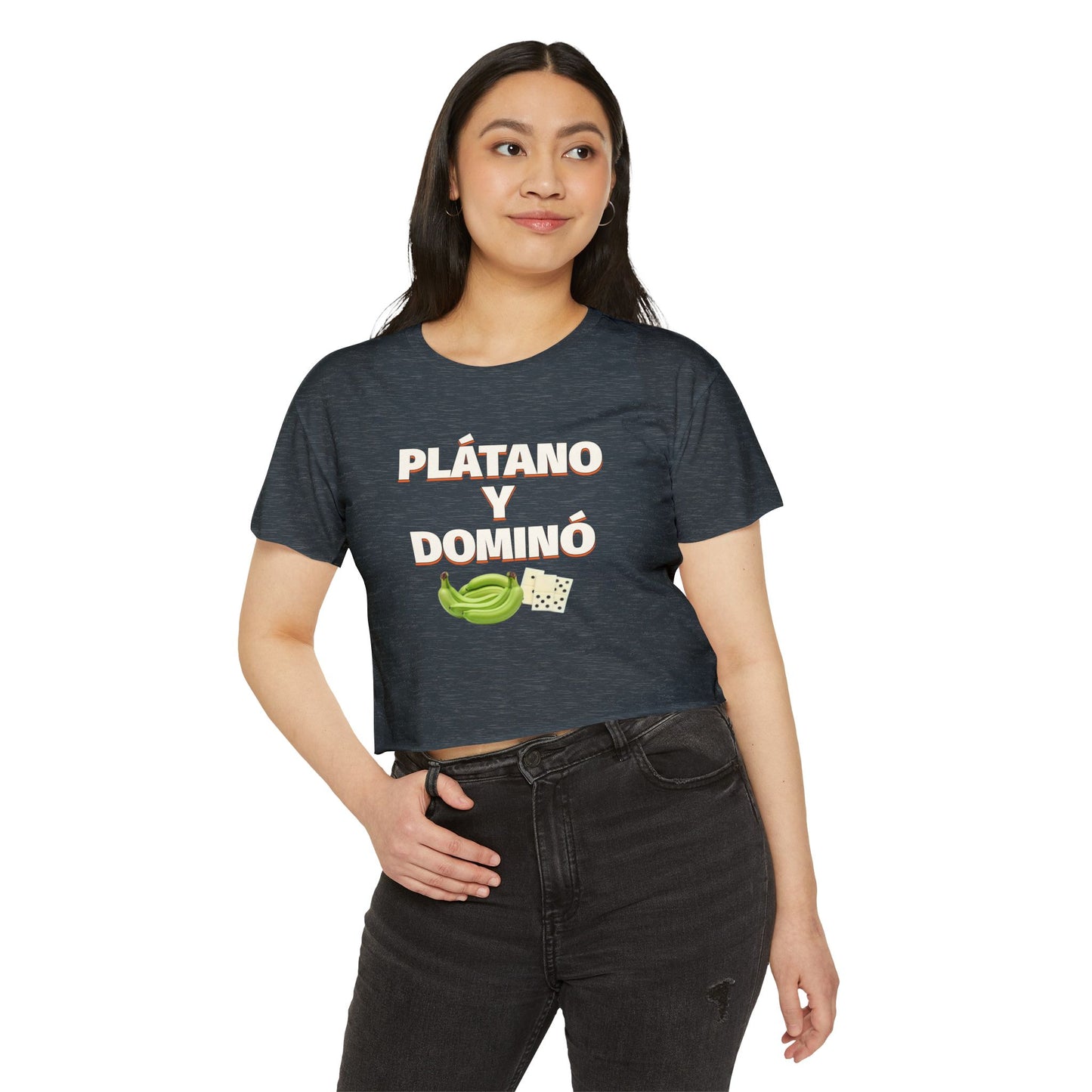 Festival Crop Top with ‘Plátano y Dominó’ Design – Summer Vibes, Latinx Style, Music Festival Apparel, Gender-Inclusive Fit