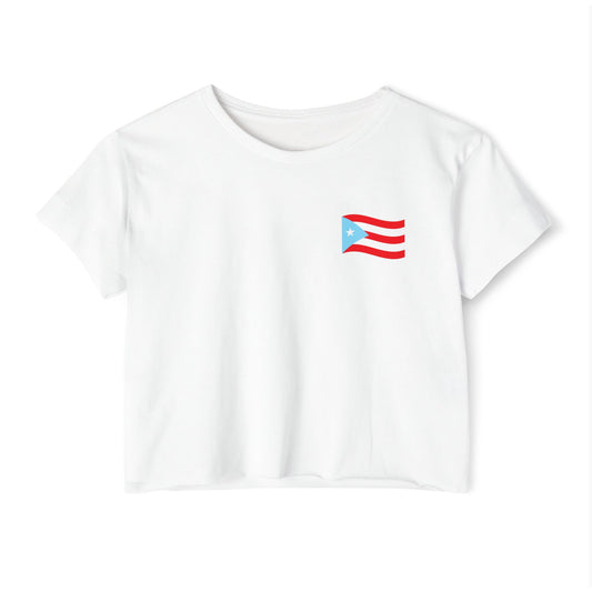 Puerto Rican Crop Top – “Sería Boricua Aunque Naciera en la Luna” | Festival Wear, Latinx Heritage Apparel, Culture with Style