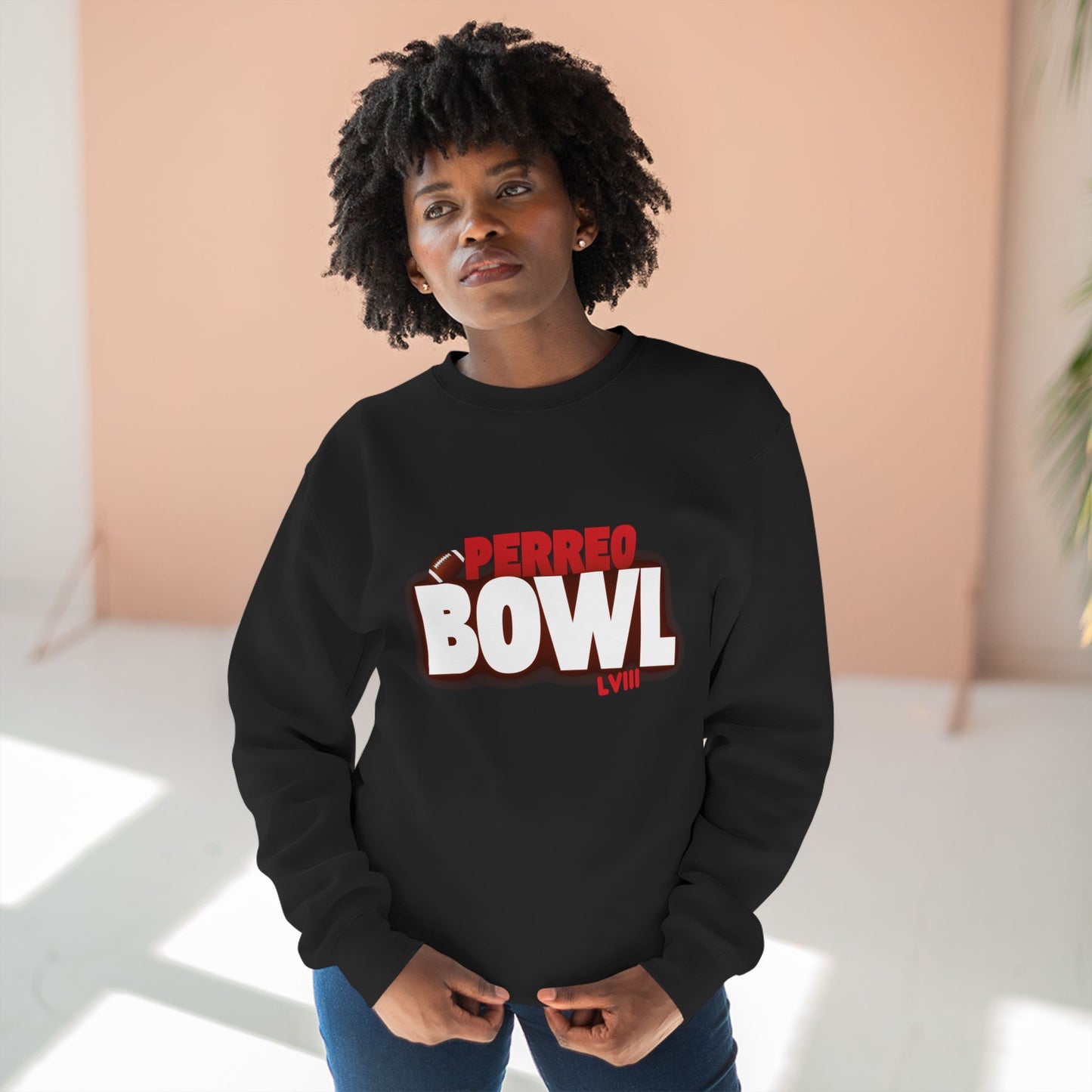 Perreo Bowl Crewneck Sweatshirt — Bold Retro Flame Graphic