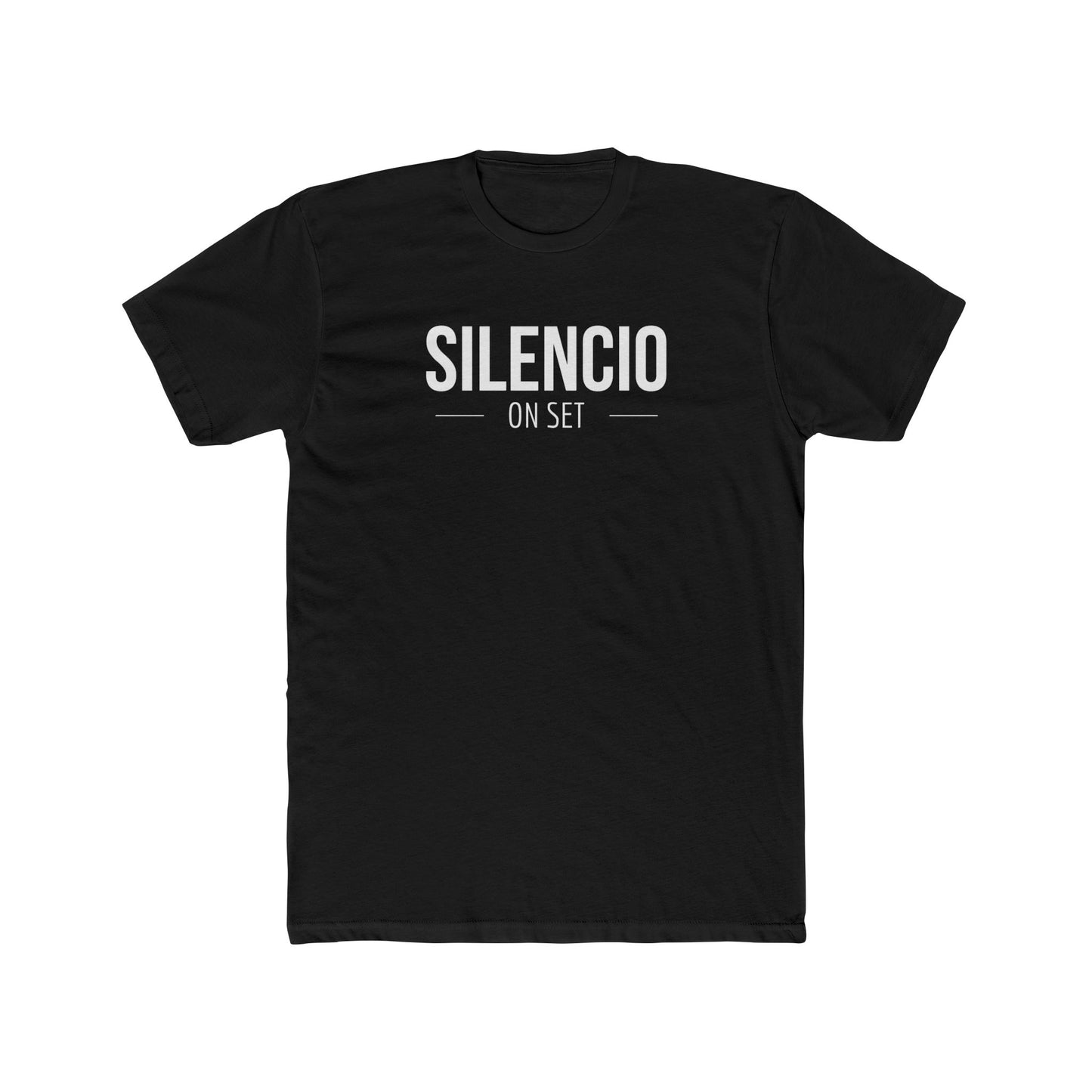 “Silencio On Set” Tee – Unisex Cotton Crew for Filmmakers & Movie Lovers | Minimalist Film Shirt, Director-Inspired Apparel