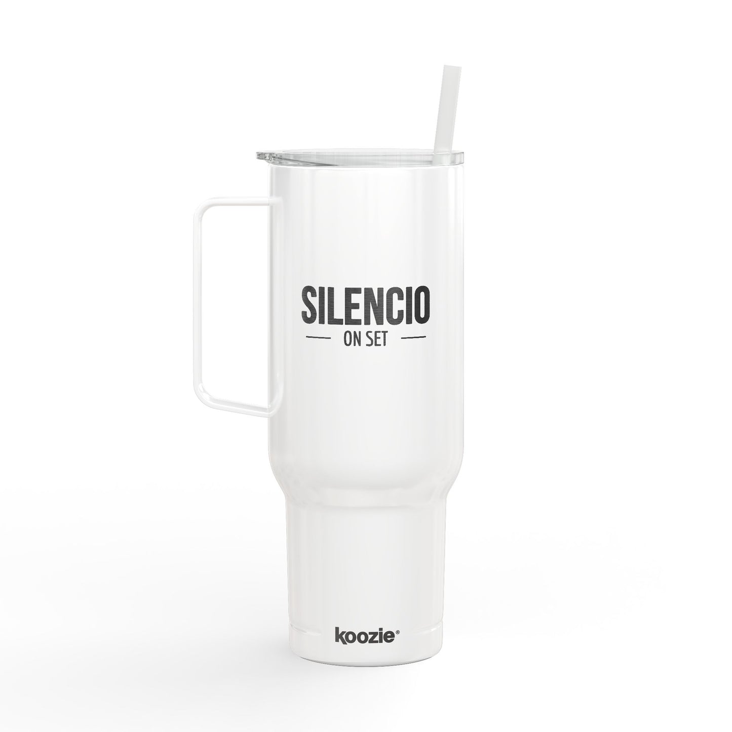Silencio On Set 40oz Insulated Tumbler – Eco-Friendly Travel Mug with Straw, Durable Stainless Steel, Gift for Film Lovers & On-the-Go Creatives
