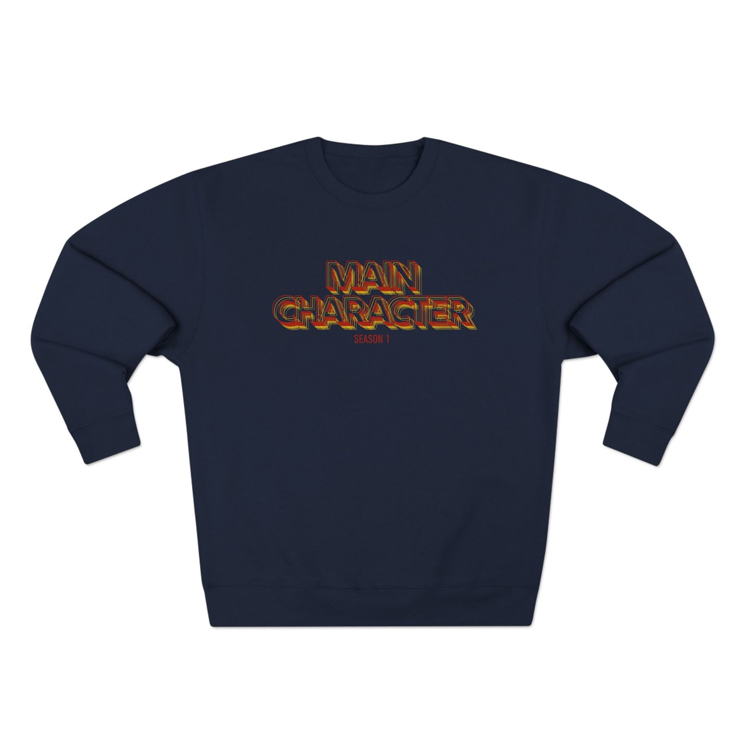 Main Character Crewneck Sweatshirt — Bold Retro Flame Graphic